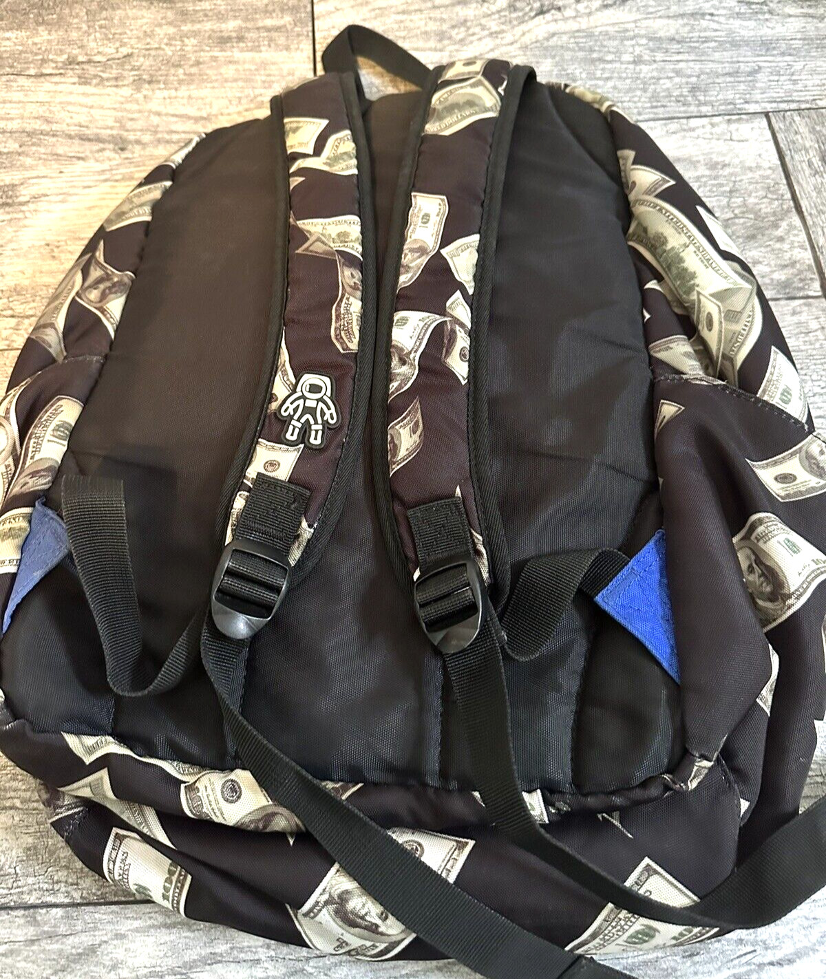 Benjamins All Over Print Nylon Minor Wear Space Junk Backpack Cash Money RARE