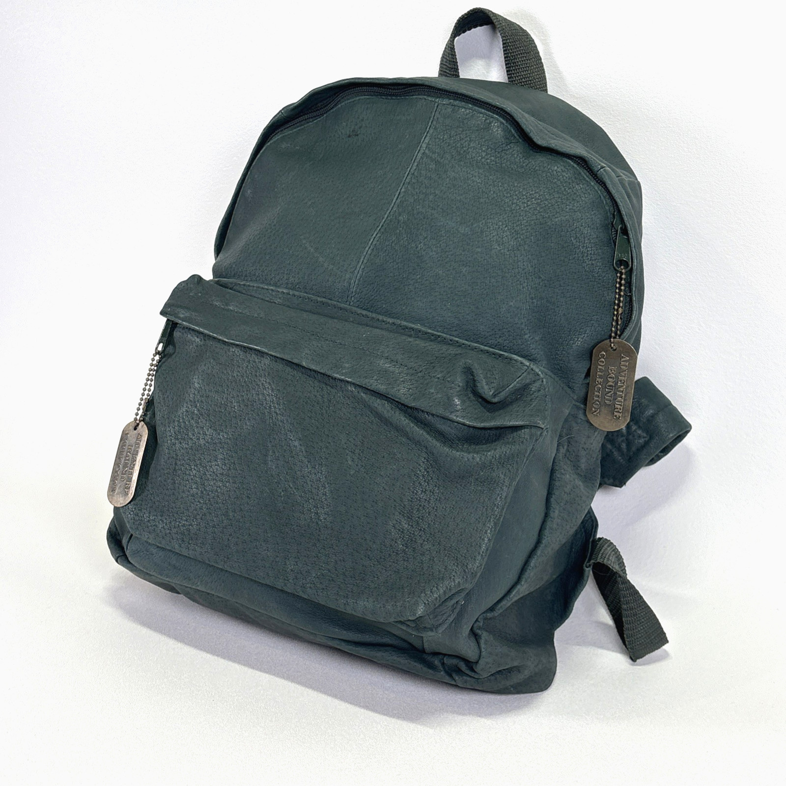 Wilson’s Adventure Bound Green Leather 2 YKK zippered pocket backpack Sunkissed