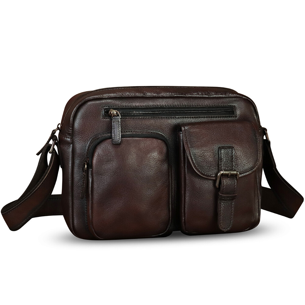 Genuine Leather Large Messenger Bag and Briefcase Purse for Men Shoulder Bag