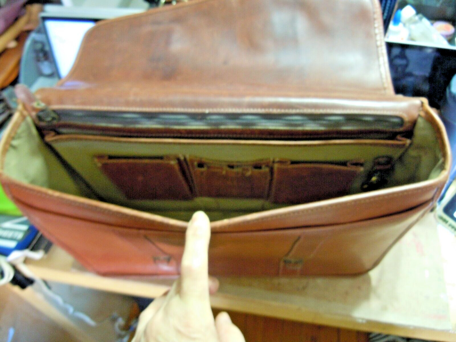 VTG KORCHMAR SCHLESINGER BELTED LEATHER BRIEFCASE USA #7