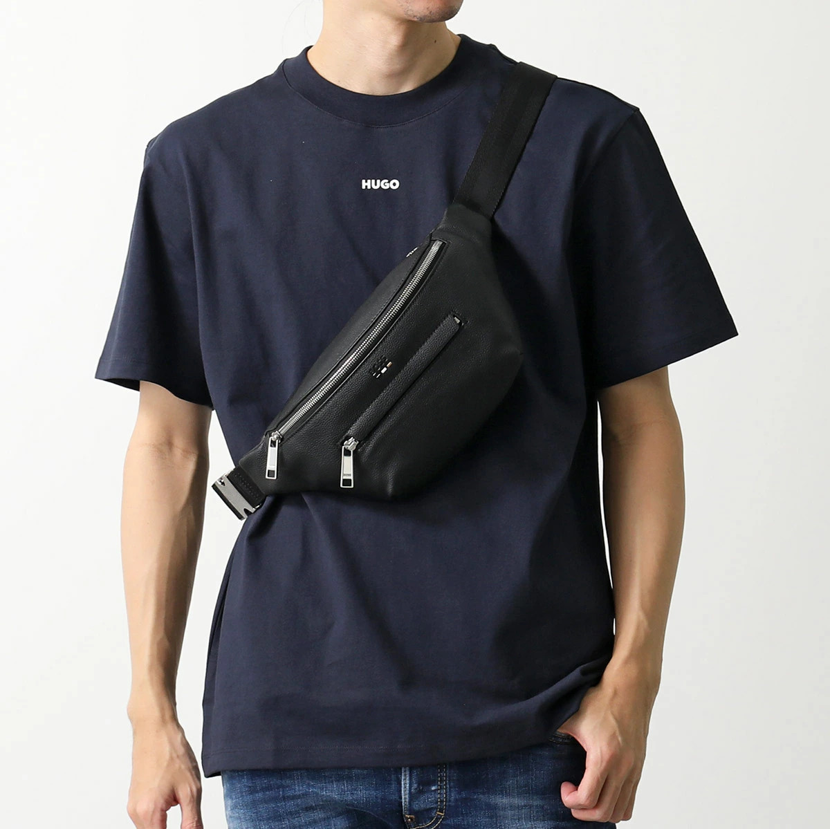 HUGO BOSS RAY_BELTBAG Men’s Faux Leather Belt Bag with Logo.