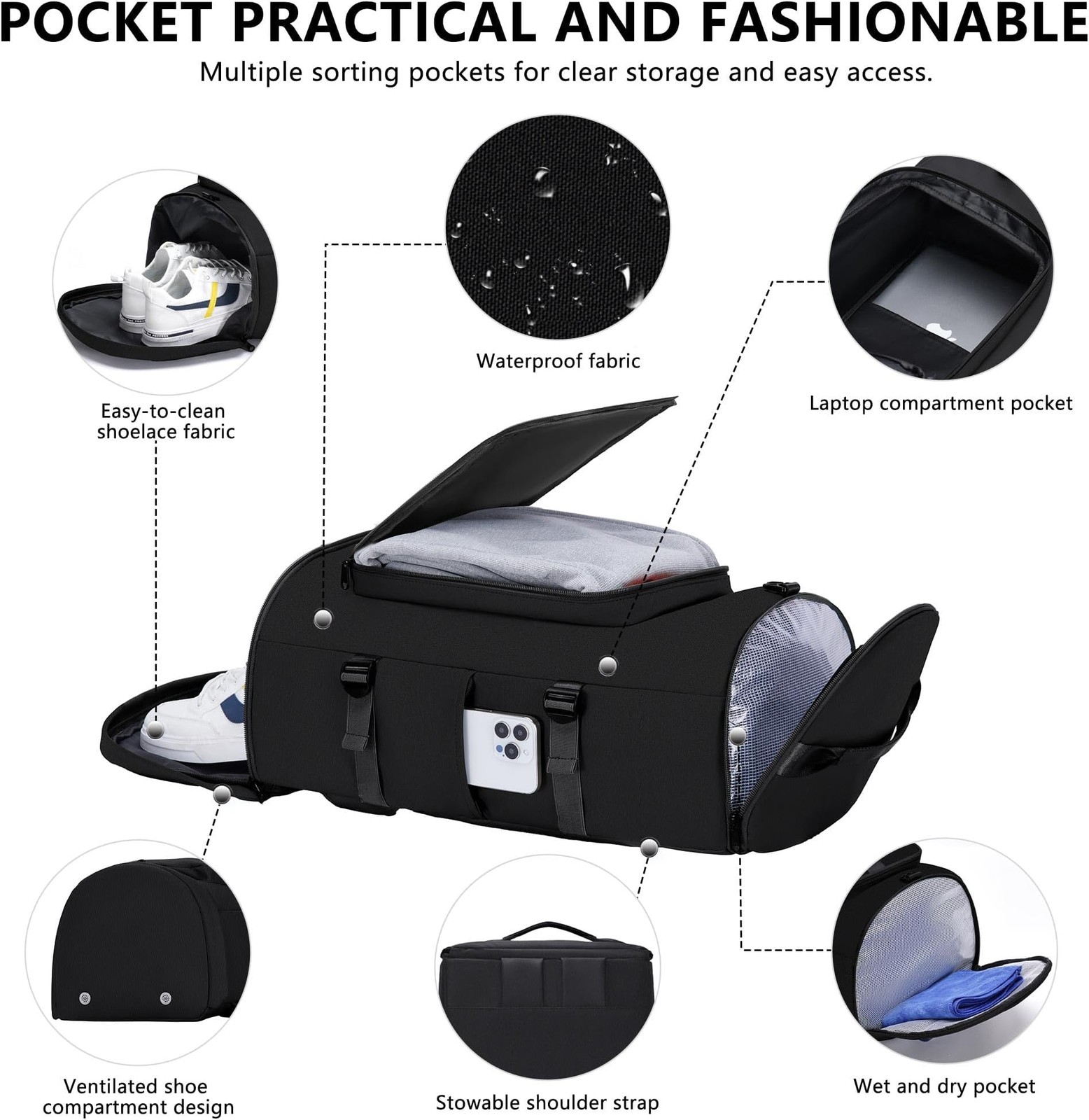MIYCOO Gym Bag with Shoes Compartment, Duffle Bag, Backpack with Wet Pocket |…