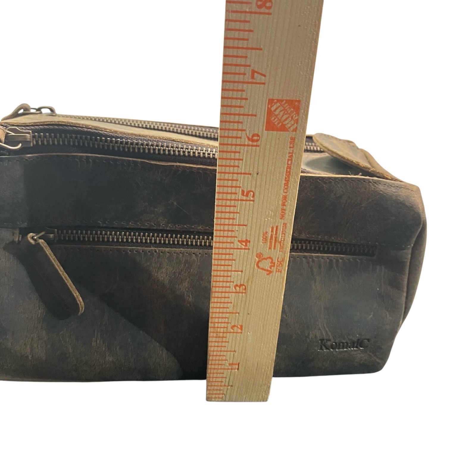 KomalC Buffalo Leather Toiletry Bag Mens Dopp Kit Vintage Travel Case Brown