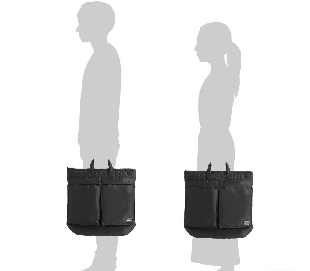 HEAD PORTER Yoshida Tanker Helmet Bag Black 2Way Tote Shoulder 14” Made In Japan