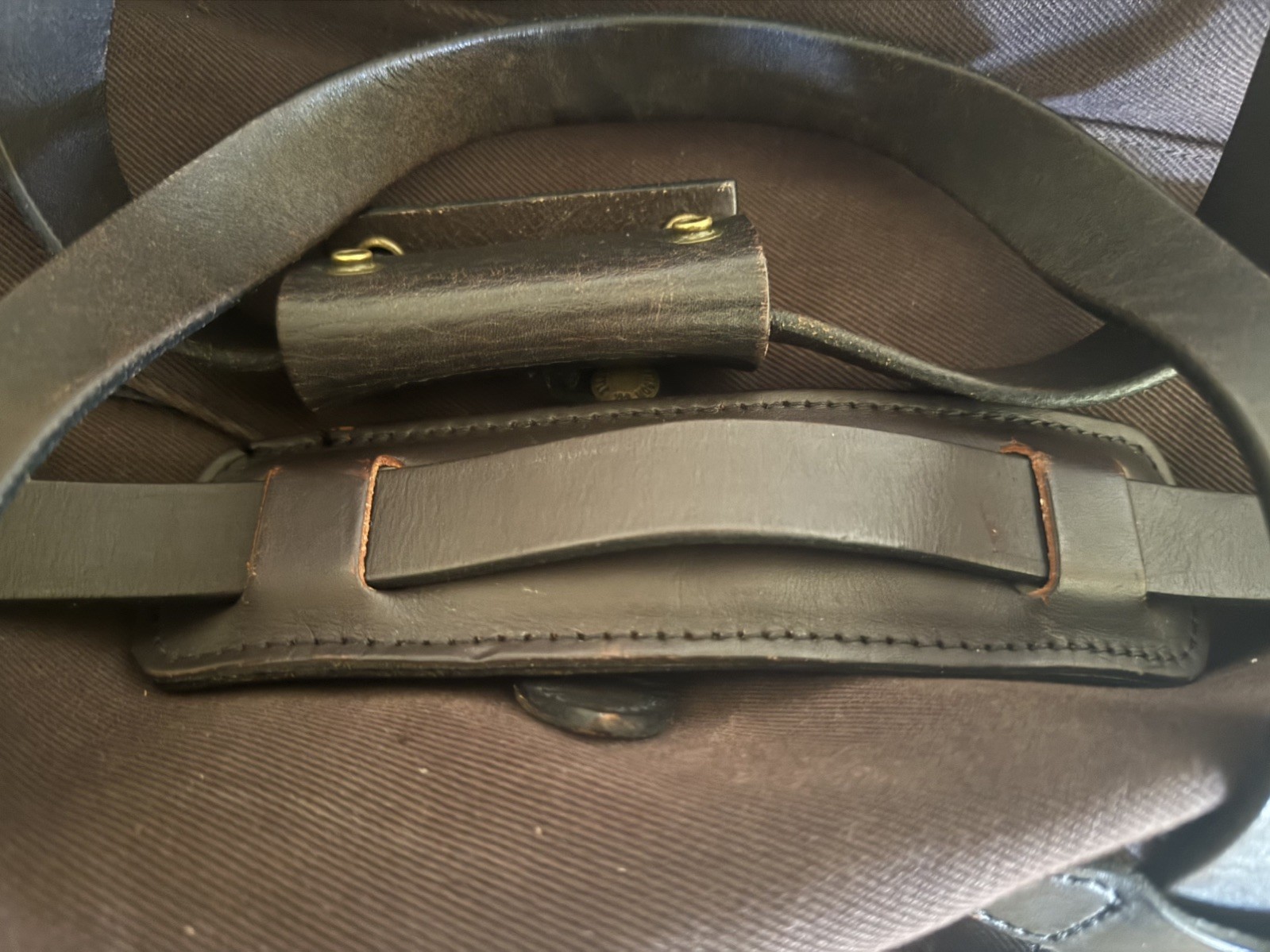 FILSON Dark Brown Twill SMALL Duffle #220 Shoulder Strap Leather Trim 💥