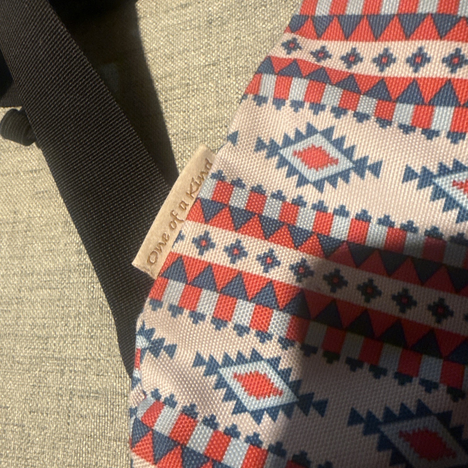 KAVU Sling Backpack Tribal Print Cotton Rope Strap Blue Red White