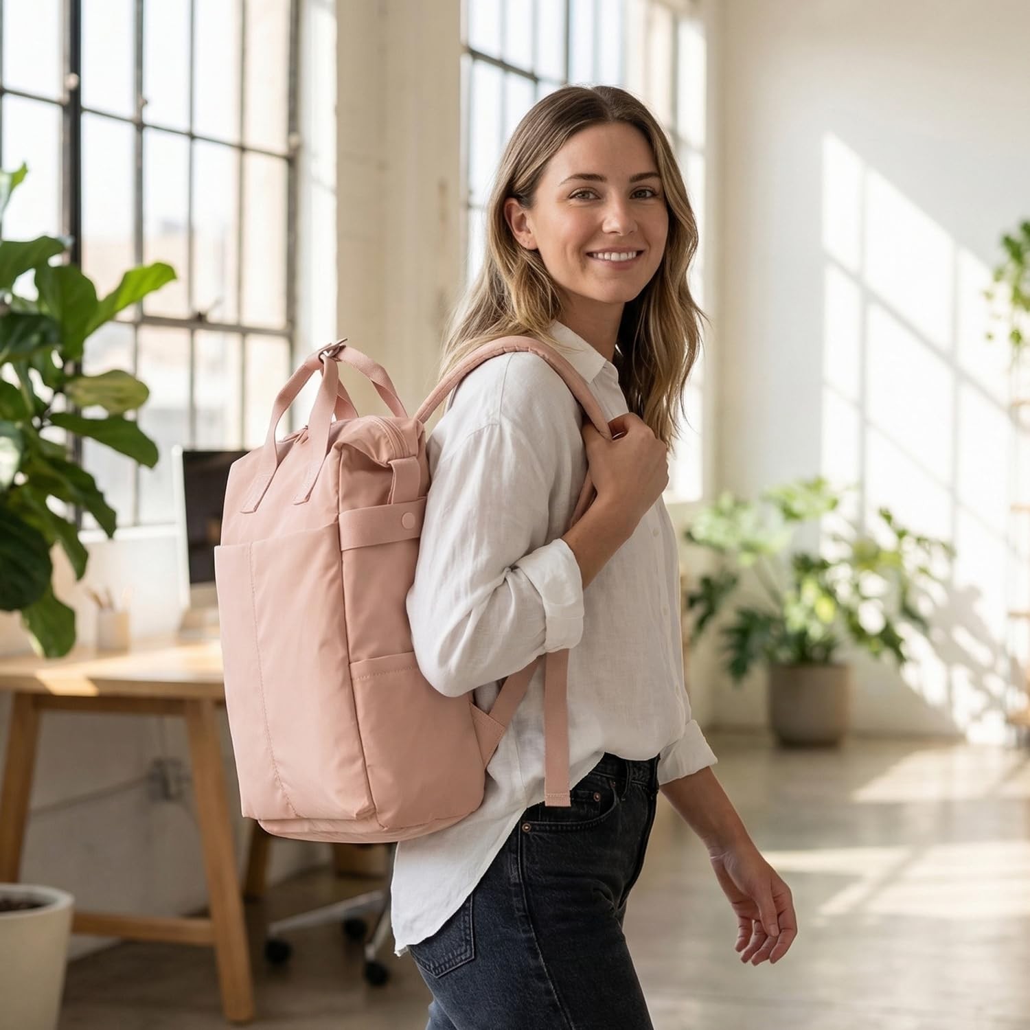 Ultra Lightweight Waterproof CarryOn Daypack 15.6in Laptop Backpack Pink