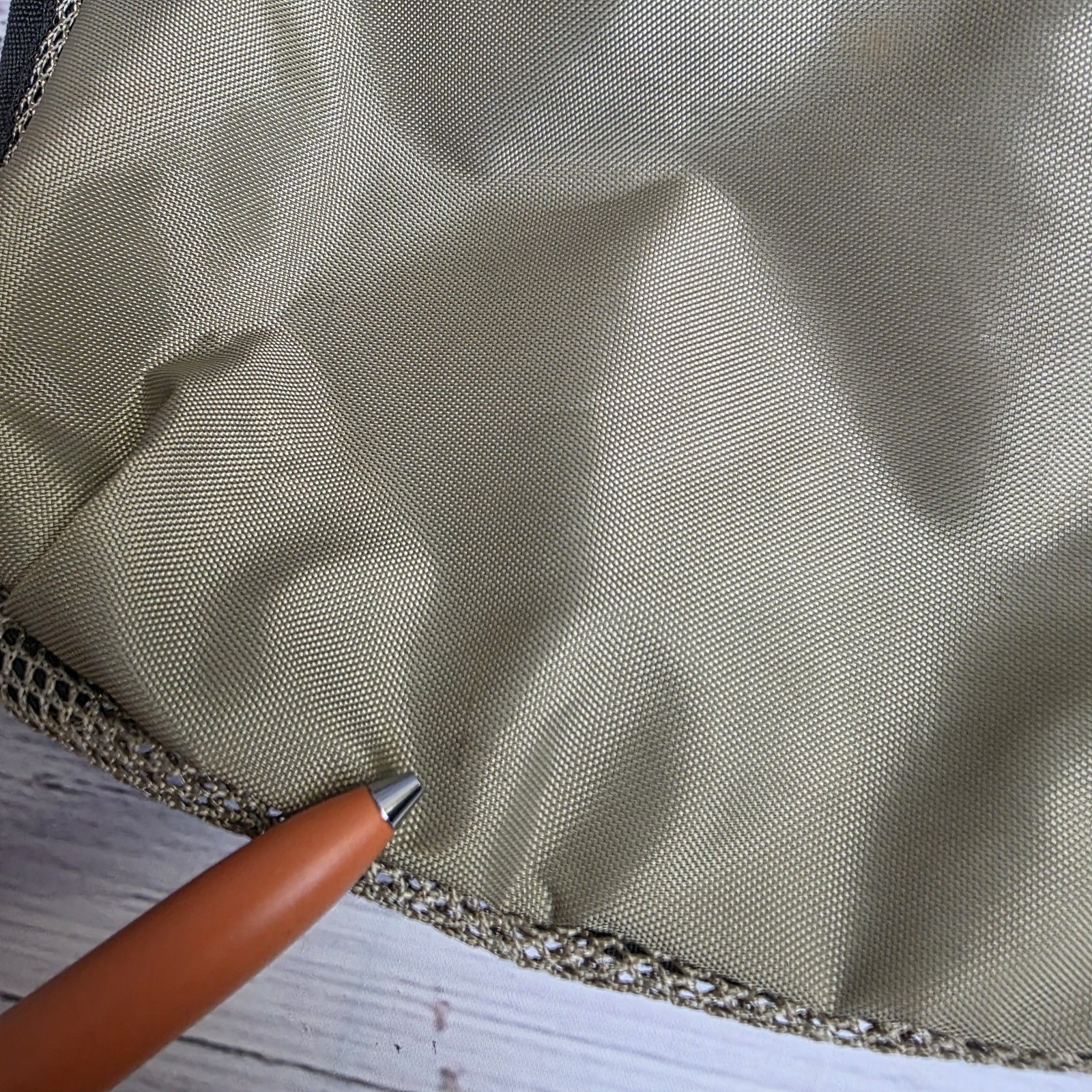 LL Bean Traveler Over The Shoulder Sling Backpack Beige Mesh 2 Zip Compartments