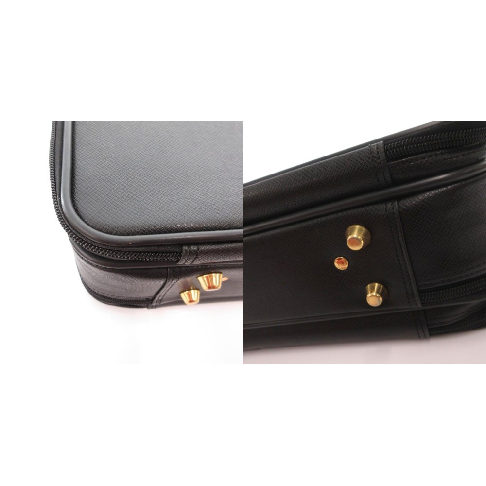Class Roberto Cavalli Men’s Black Leather Briefcase Bag, B Condition, 13x11x4in