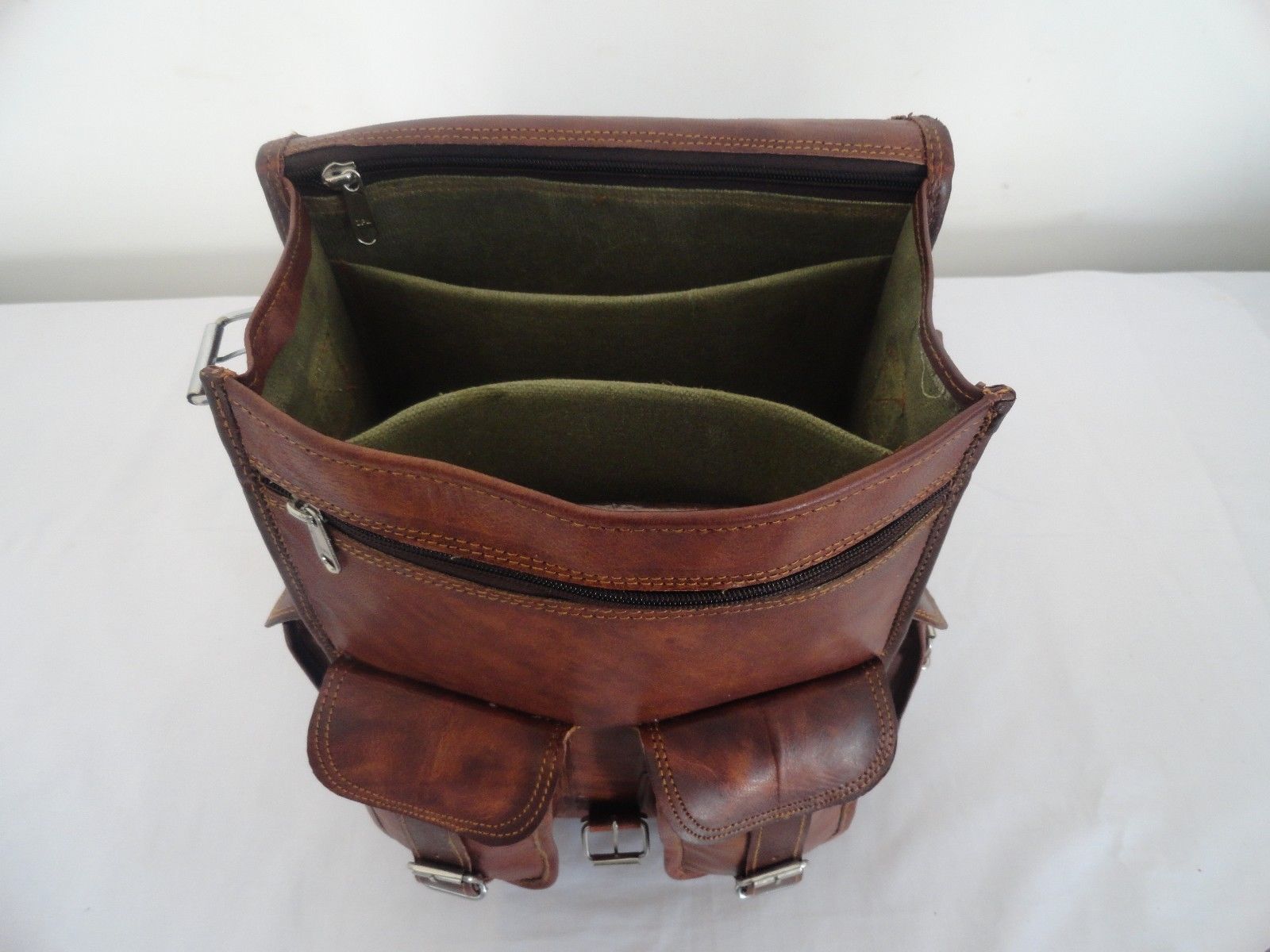 VINTAGE LEATHER BROWN BACKPACK RUCKSACK BAG MEN’S SHOULDER CROSS-BODY SLING BAG