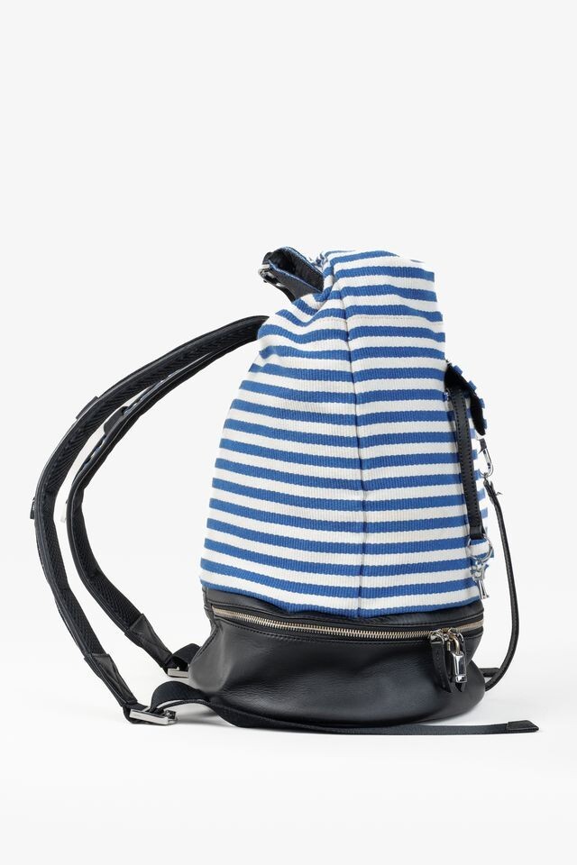 Want Les Essentiels Blue and White Striped Backpack, One Size