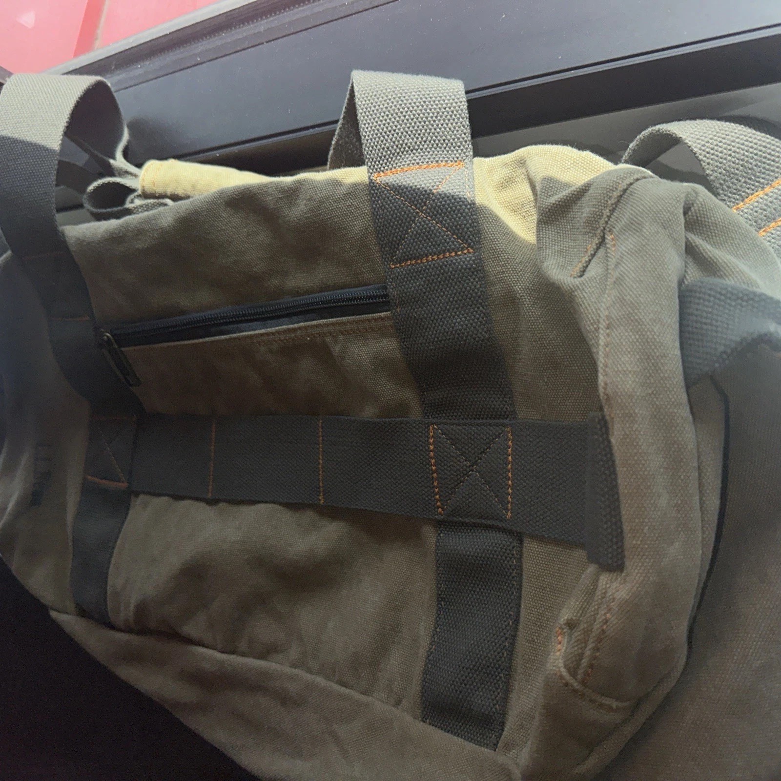 Vintage L.L. Bean Canvas Adventure Duffle Bag Khaki Tan Brown Gorpcore 22”x 13”