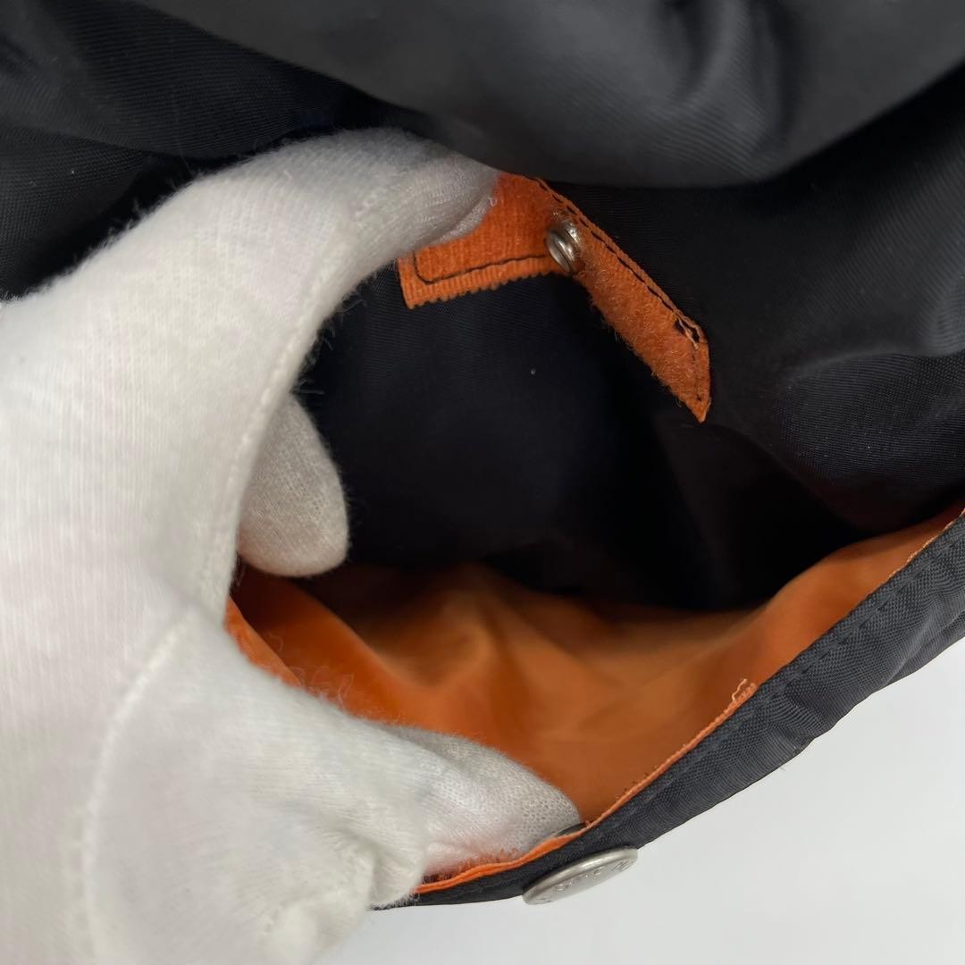 MCM Boston Bag Handbag Large Capacity Black Orange Logo Mens Ladies