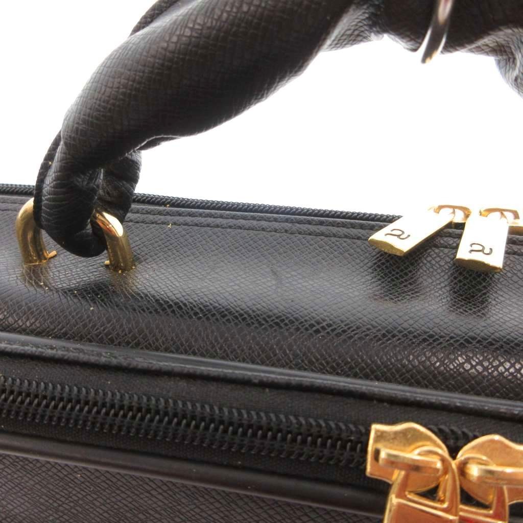 Class Roberto Cavalli Men’s Black Leather Briefcase Bag, B Condition, 13x11x4in