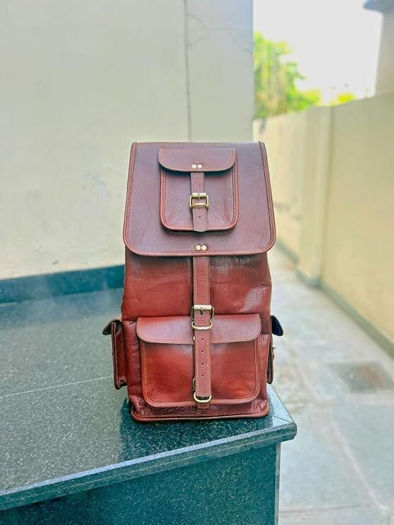 New Large Genuine Leather Back Pack Rucksack Travel Bag For Men’s and Women’s