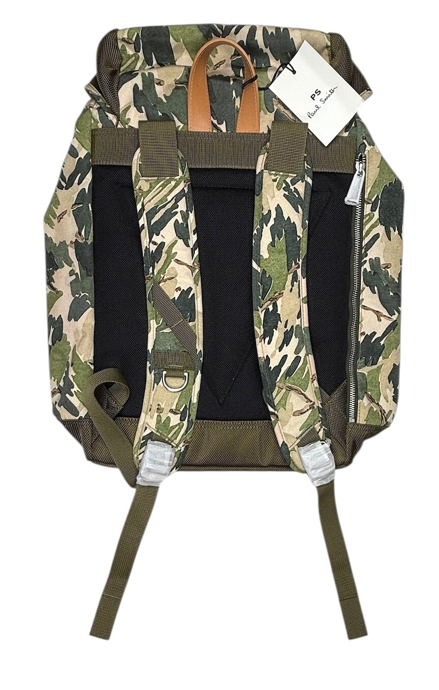 PS Paul Smith Canvas Backpack Khaki Green Abstract Camouflage print New $398