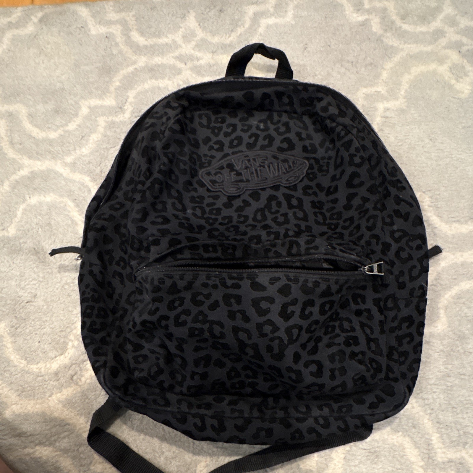 VANS Black Leopard Animal Print Backpack Zip Closure Adjustable Strap Pockets