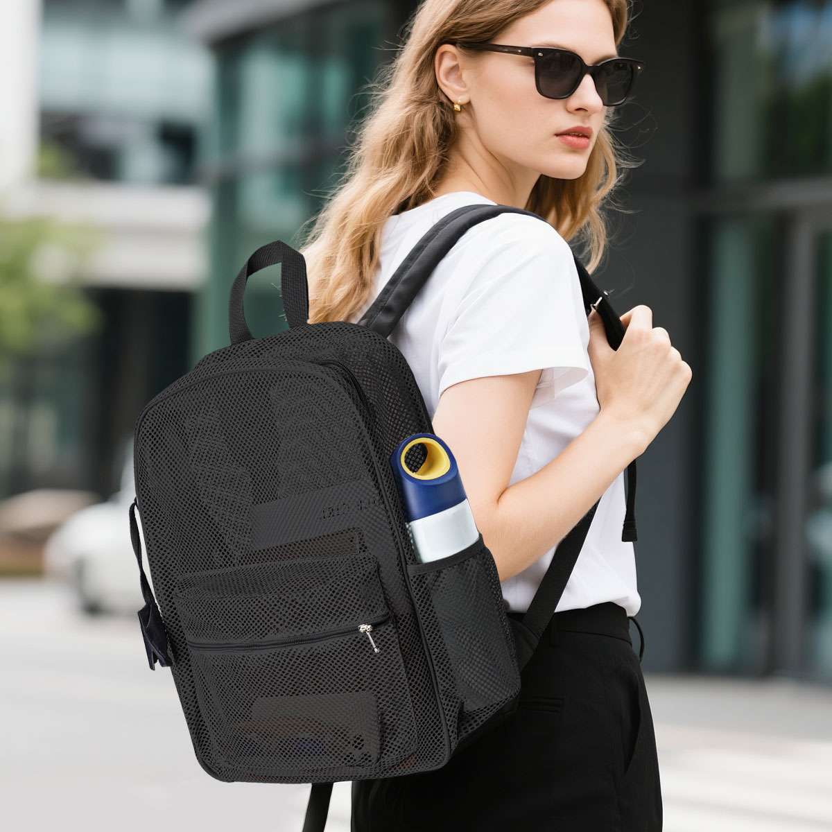 Clear Mesh Backpack Large See Through Laptop School Bag For Students Men Women
