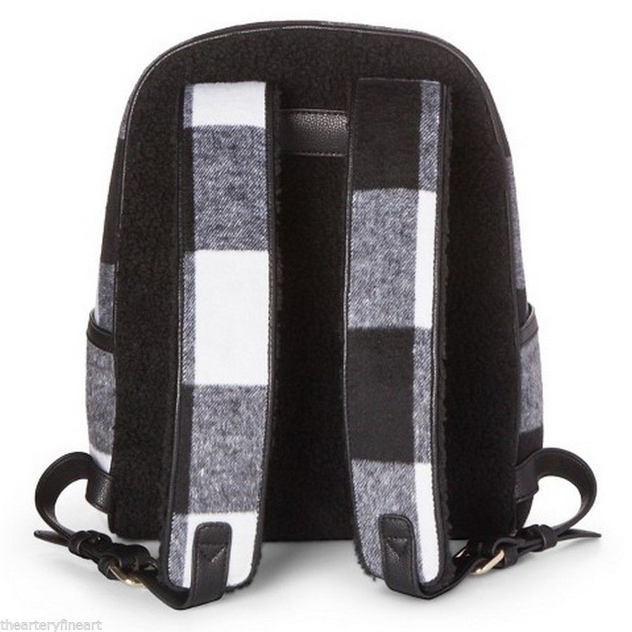 ADAM LIPPES x Target ‘Black & White Buffalo Plaid’ Shearling Backpack **NWT**