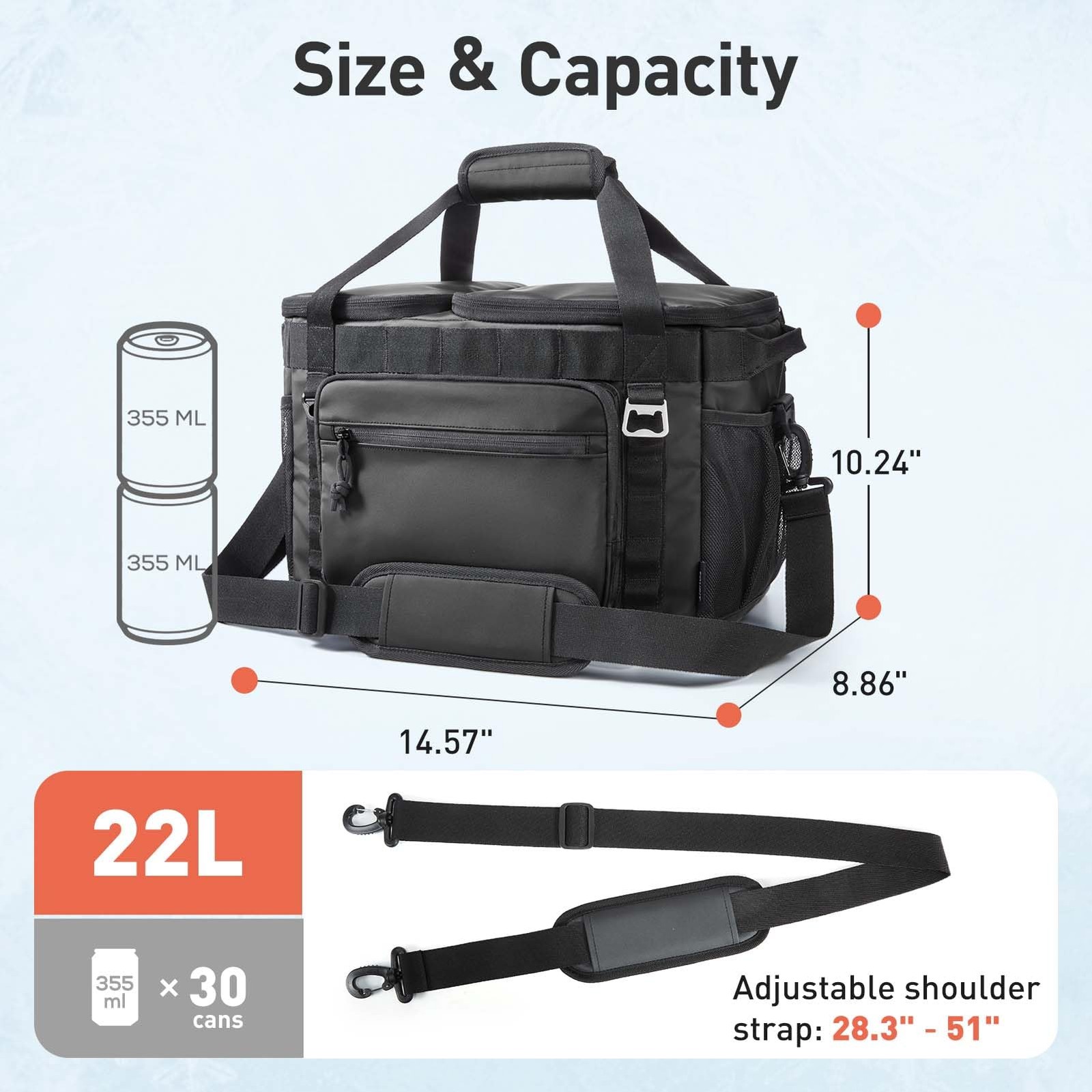 2-Zone Soft Cooler Bag 30/48Cans, Dry & Wet Insulated Beach Cooler, Lunch Bag…