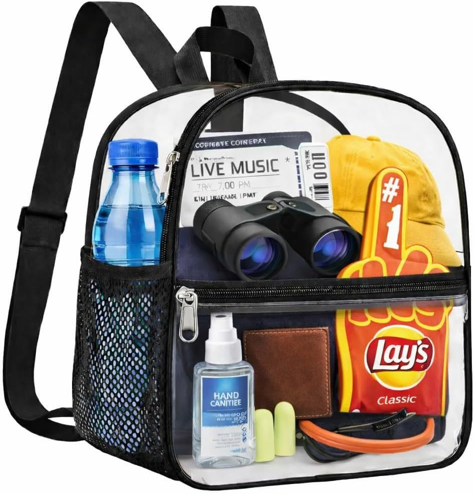 Small Clear Backpack Stadium Approved 12X11X6, Waterproof Clear Bag Stadium Back