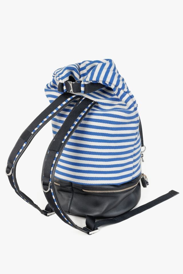 Want Les Essentiels Blue and White Striped Backpack, One Size