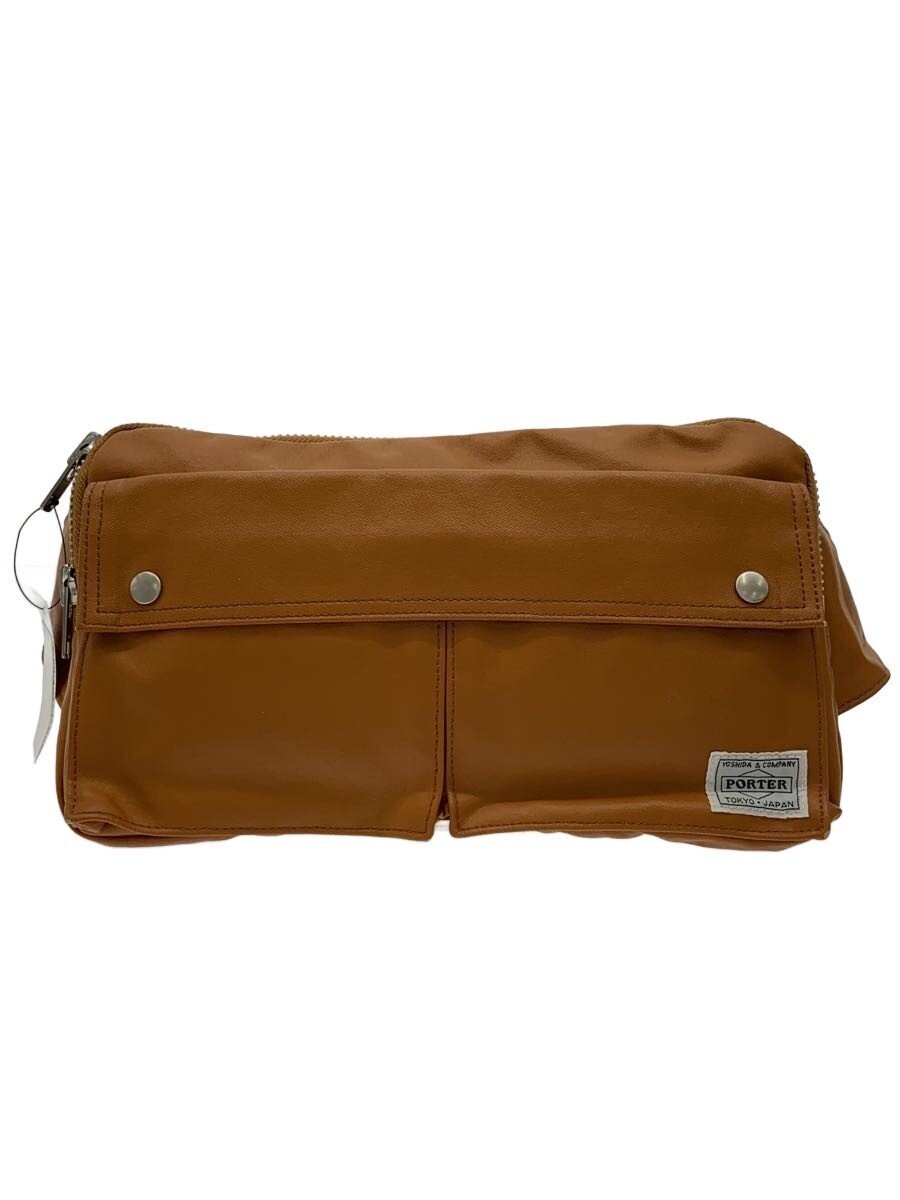 Authentic PORTER Leather Waist Bag Camel 16cm High, 29cm Wide, Slim Style