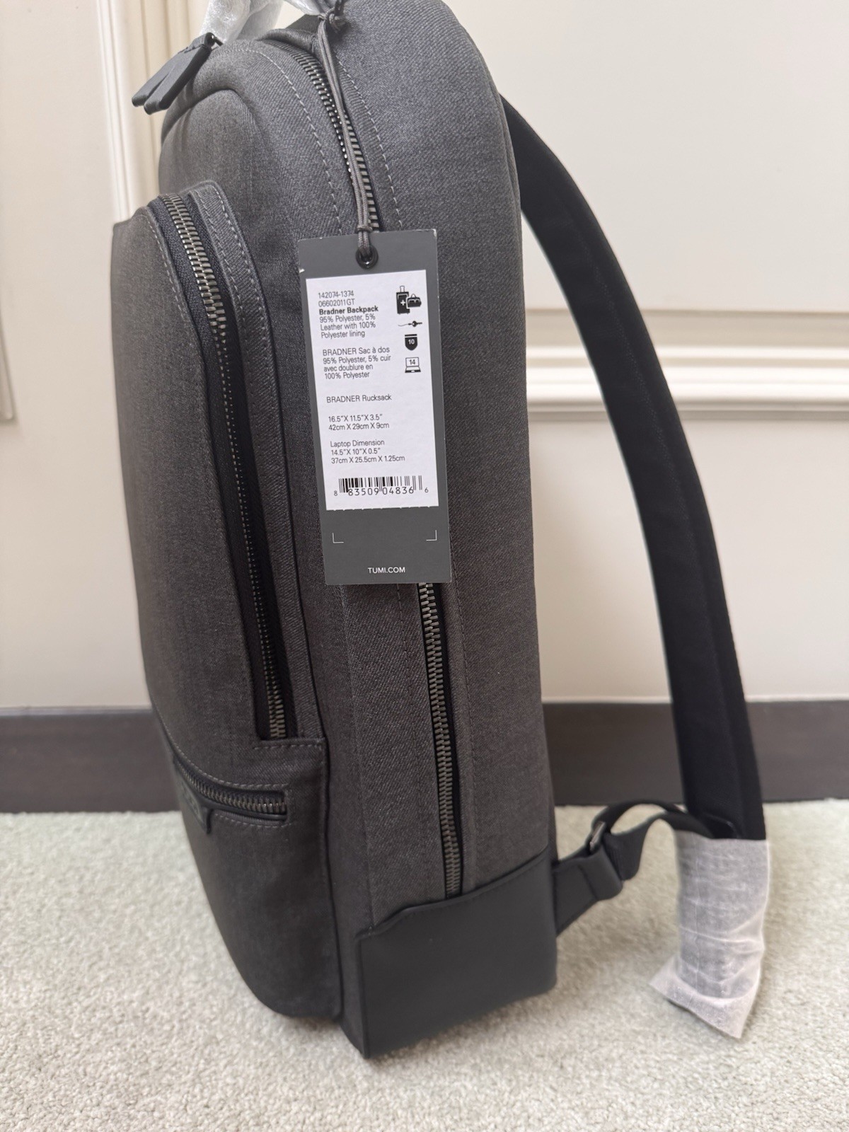 New With Tags – Tumi Harrison Bradner Grey Backpack Rucksack Bag 142074-1374