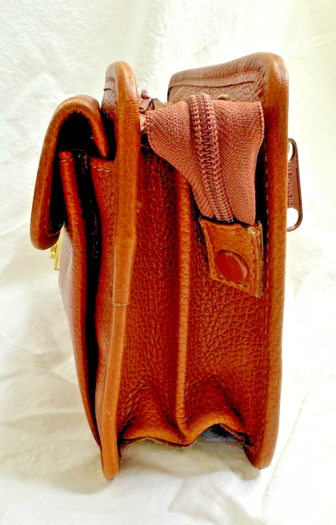 Le Tanneur Leather Brown Plain Men’s Bag Wrist Strap France 1898 Used