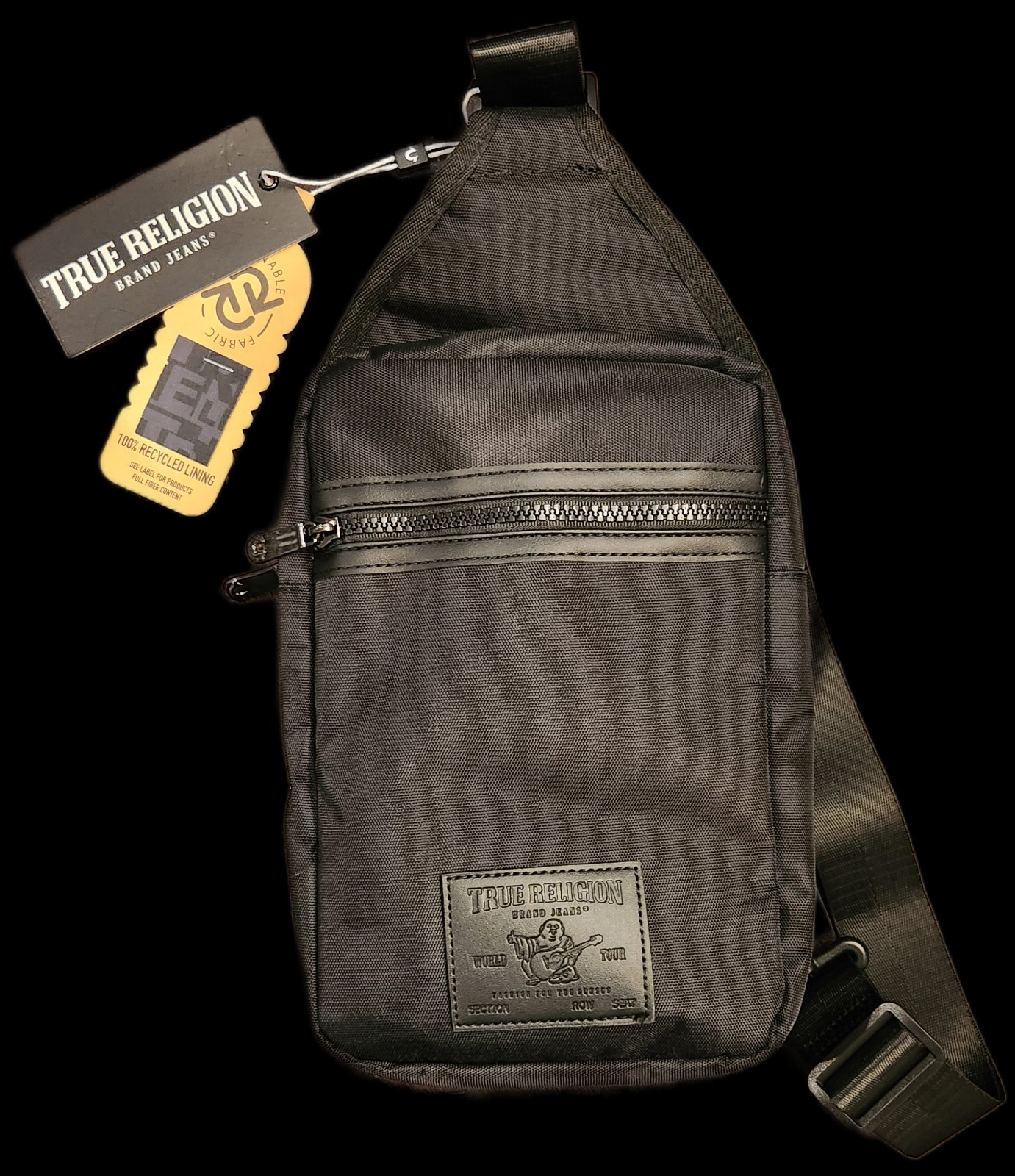 True Religion Yeta Unisex Adult Crossbody Bag, Medium – Black (TR101141)
