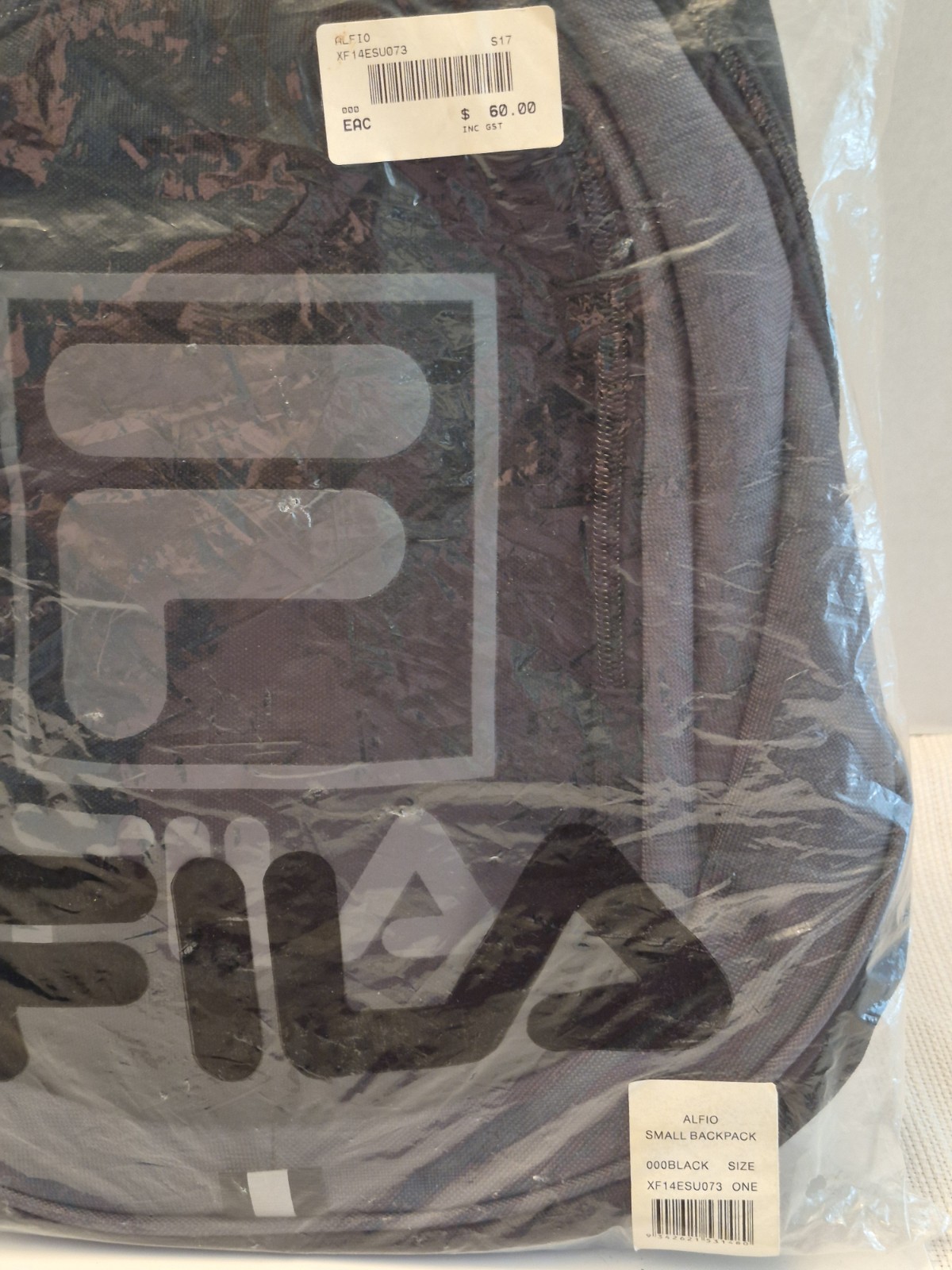 NEW Fila Backpack Mini/Small 1 compartment Black Gray Fila Logo Design Unisex