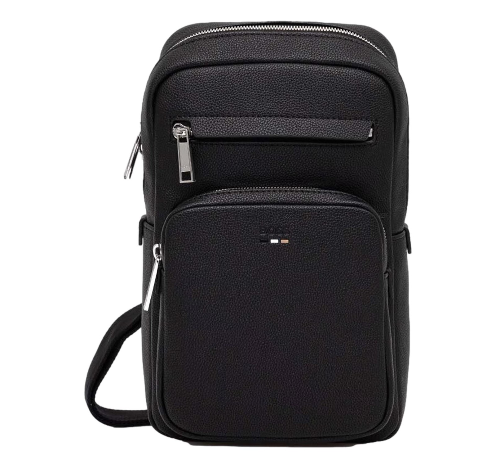 BOSS Men’s Faux Leather Waist Bag With Ray Logo Monostrap 50523410 Black Color