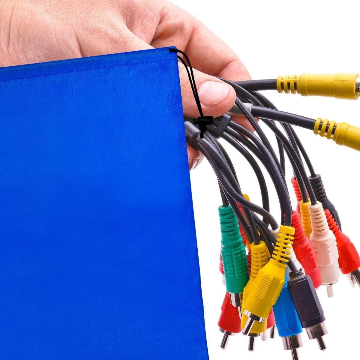 Drawstring Pouch (5 x 7 Inch – 12 Pack – Blue) Small Nylon Cinch Bag with Toggle