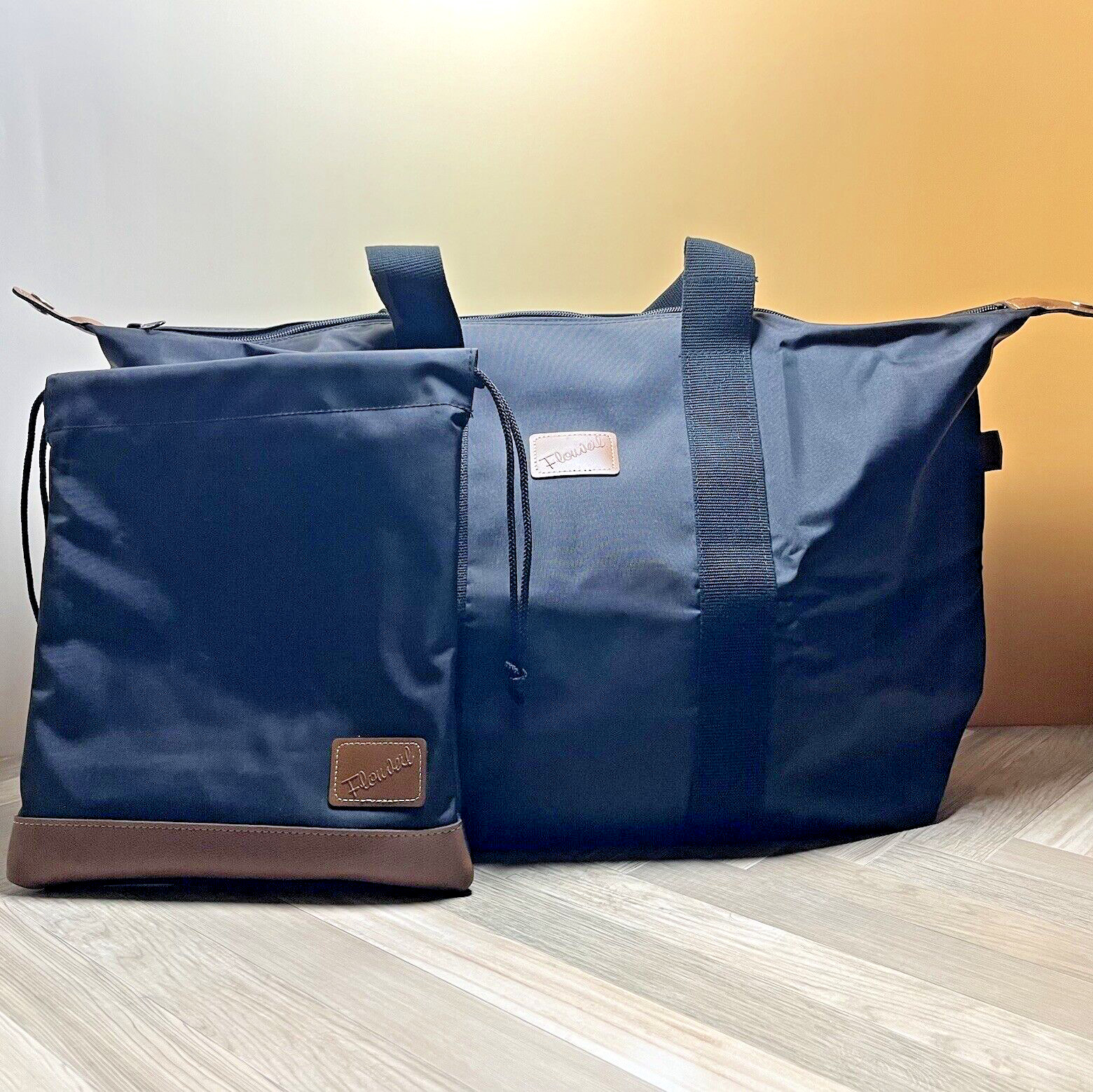 Travel Boston Bag with Small Pouch Hand Carry Case Souvenir Black