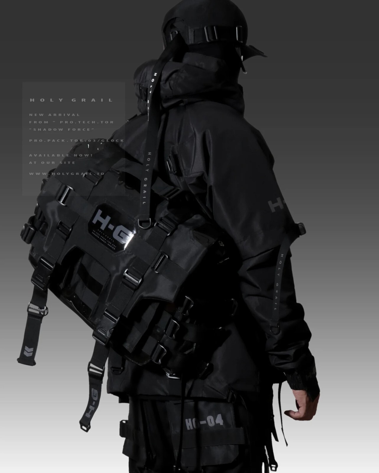 Men’s Techwear Bag Black Futuristic Messenger Crossbody HG PRO.PACK.TOR 03/GLOCK