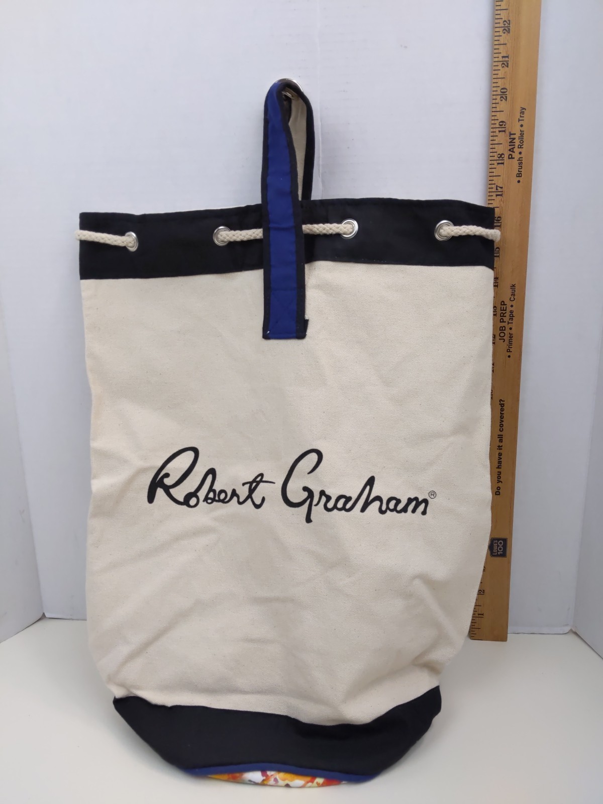 Robert Graham Canvas Duffle Bag Rope Drawstring Beach Bag Large