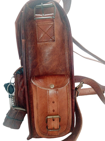 13” Brown Vintage Leather Backpack Laptop Messenger Bag Rucksack Sling for Men