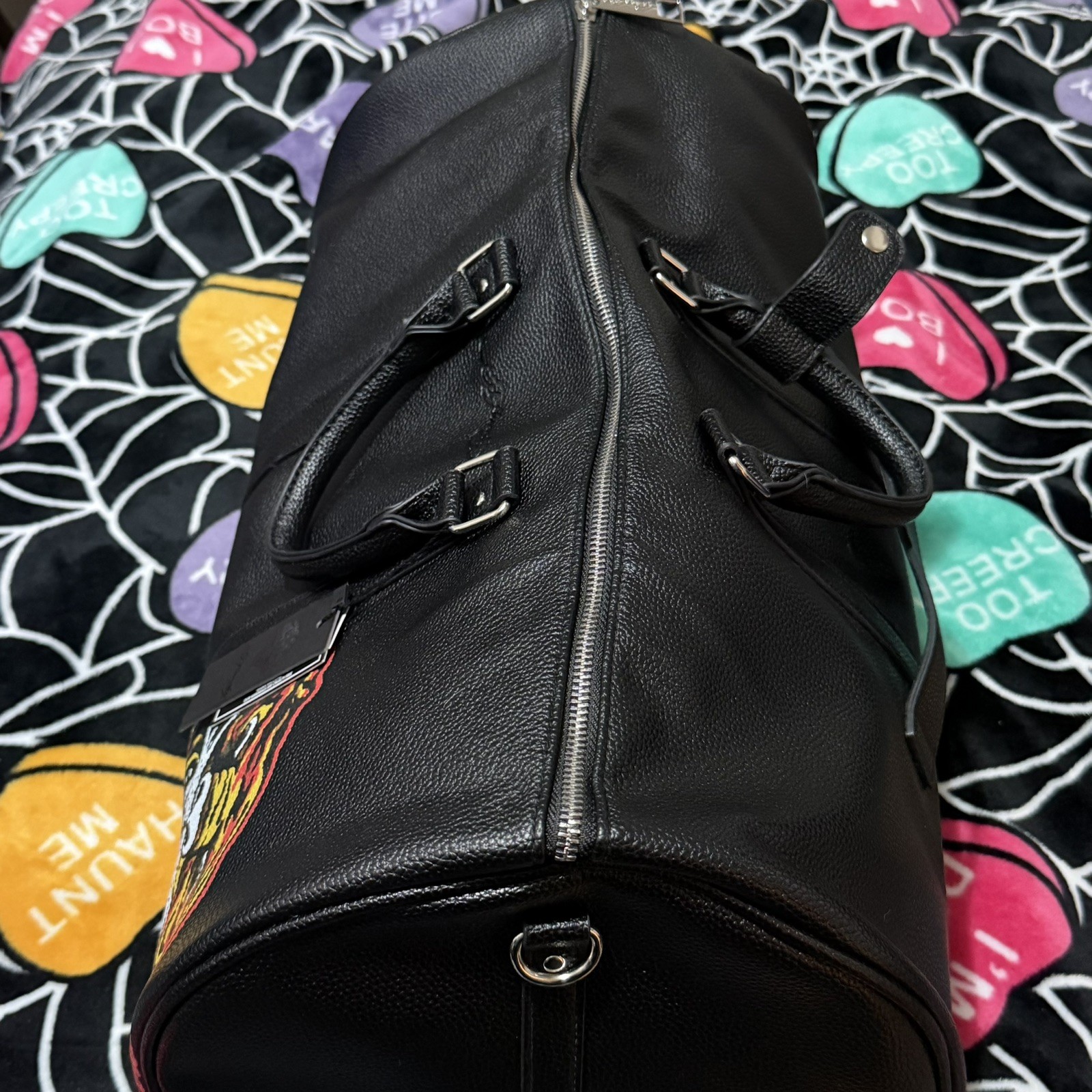 Ed Hardy Roaring Tiger Black Duffle Weekend Bag Black
