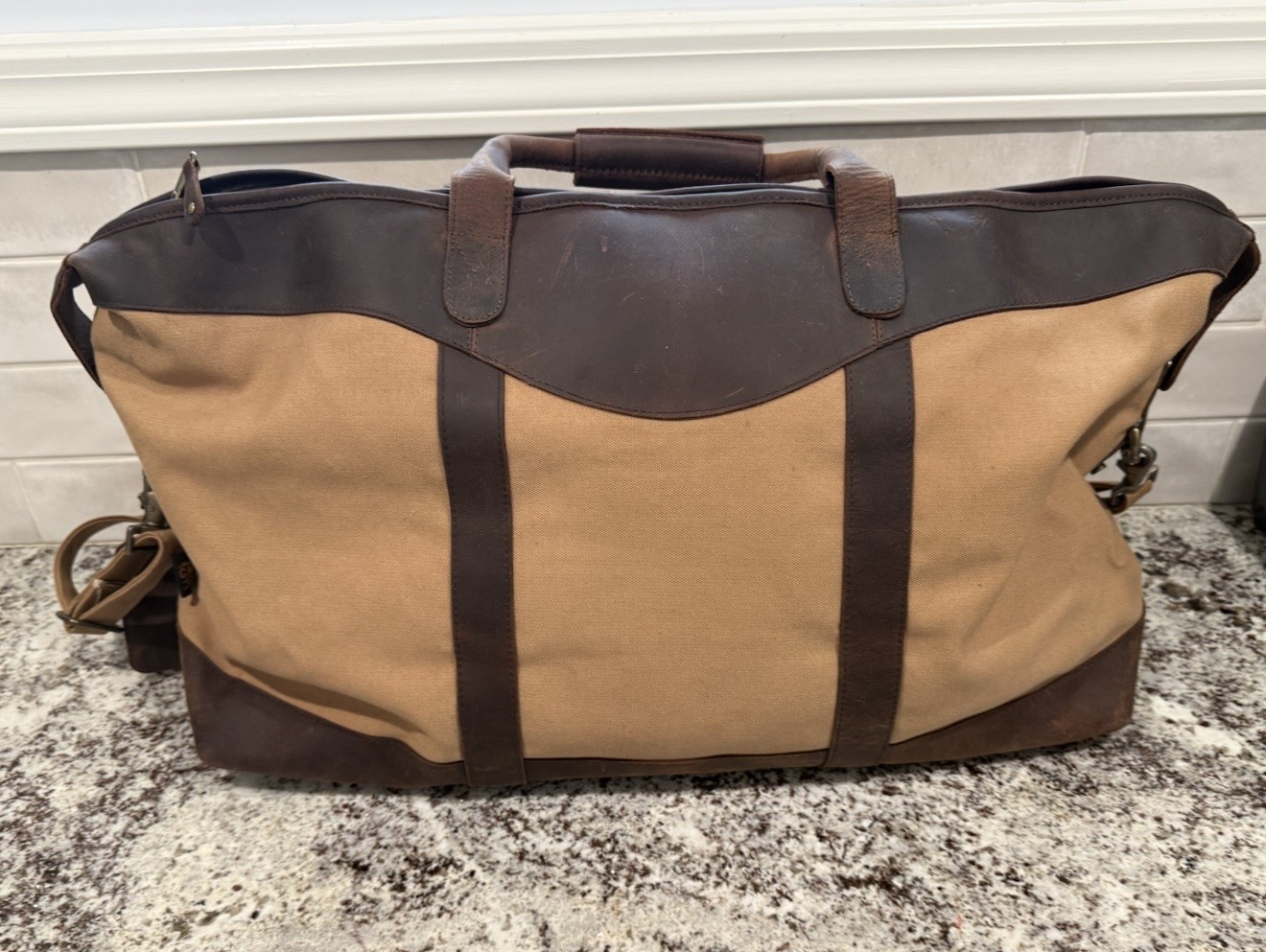 Canyon Outback Brown Leather & Canvas Travel Duffle Bag