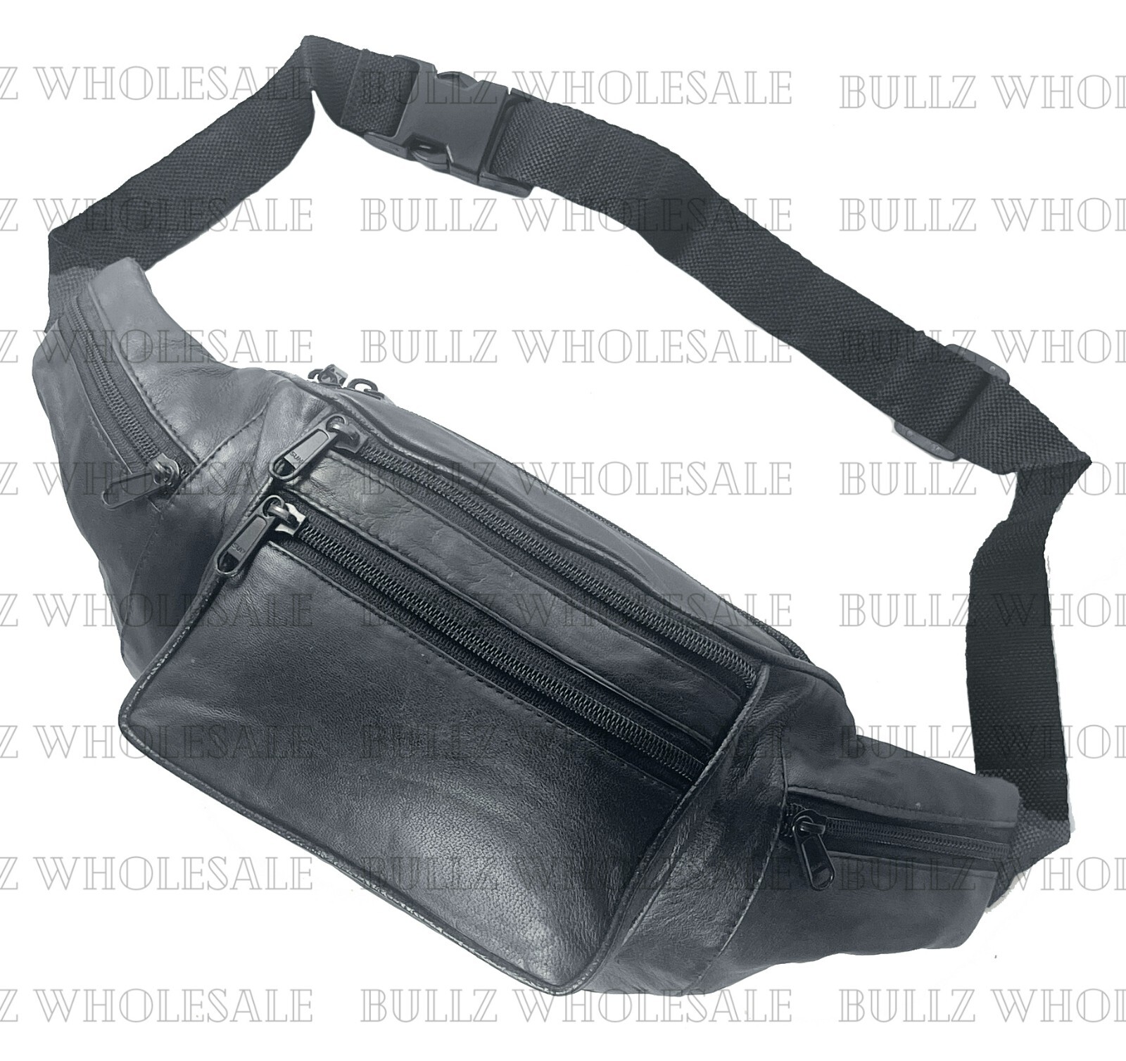 Bullz Lambskin Leather Medium Fanny Pack Travel Organizer Waist Bag