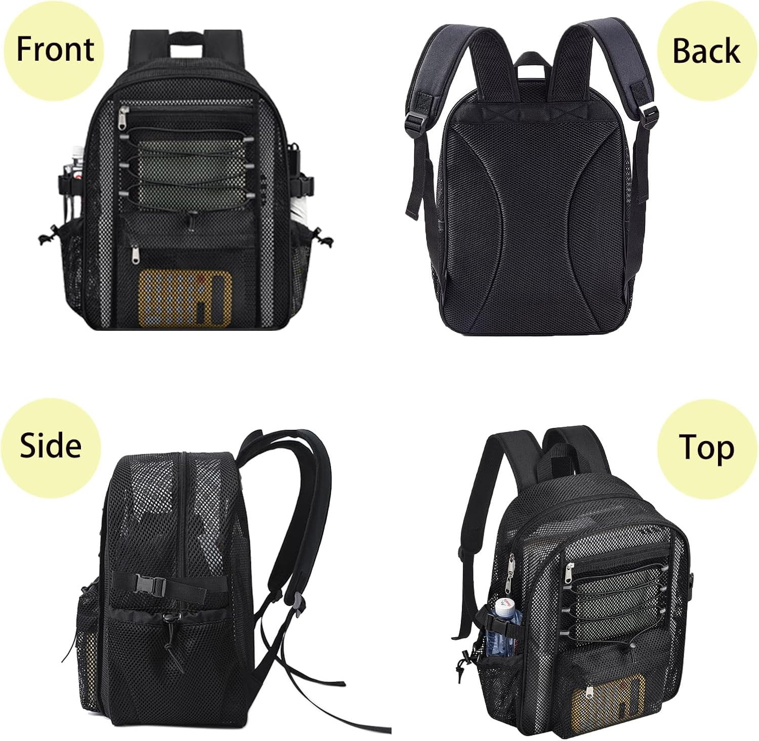 Mesh Backpack Heavy Duty for School, 23L Mesh Bookbag for Adults, See