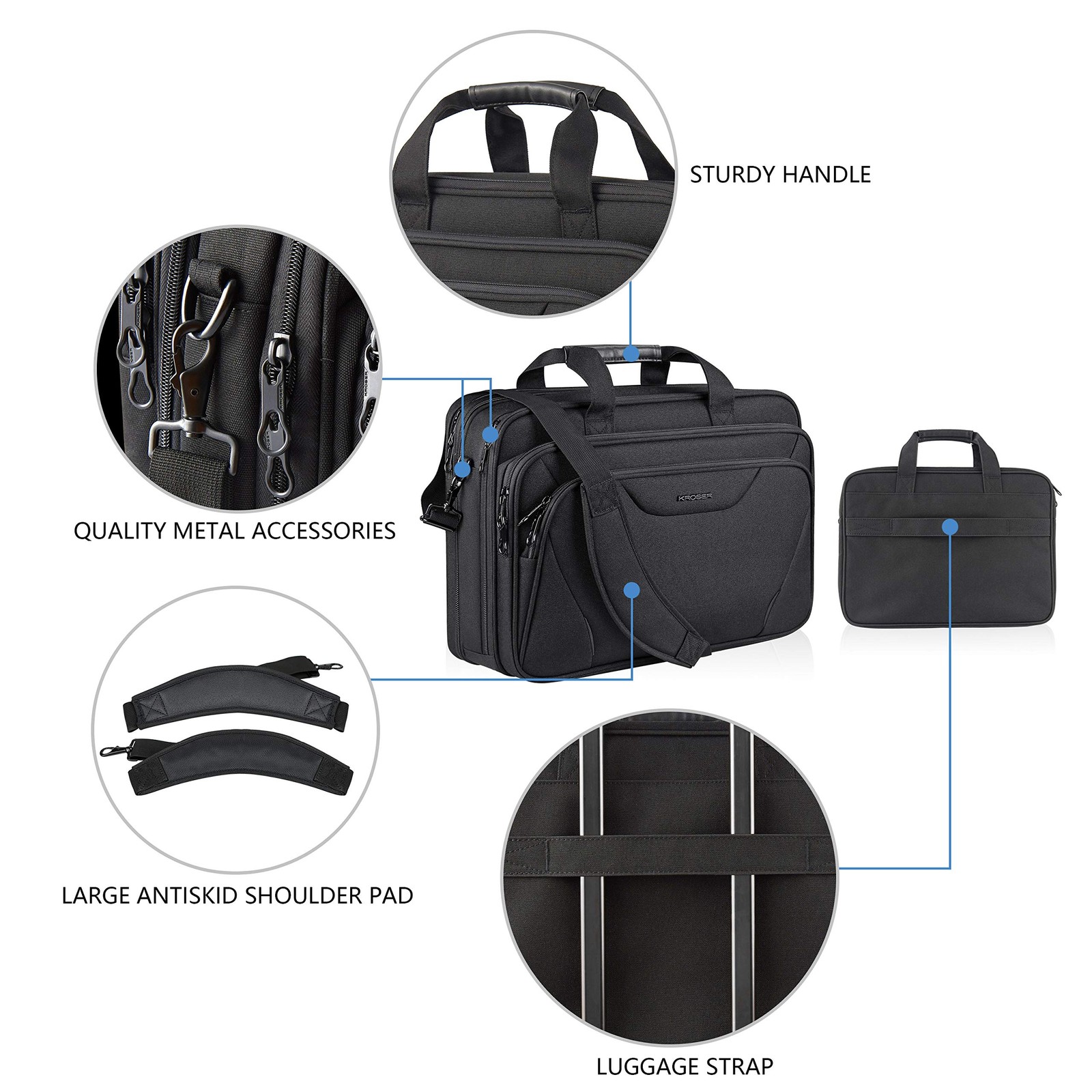 KROSER Laptop Bag Premium Laptop Briefcase Fits Up to 17.3 Inch Laptop Expand…