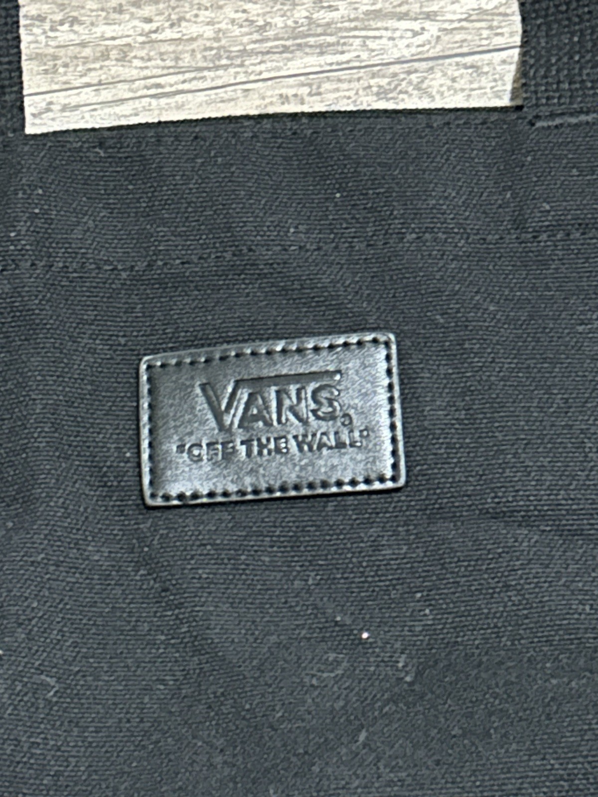 Vans Off The Wall Solid Black Cotton Canvas Tote Bag 17.5″ × 12.5″ × 4.5″