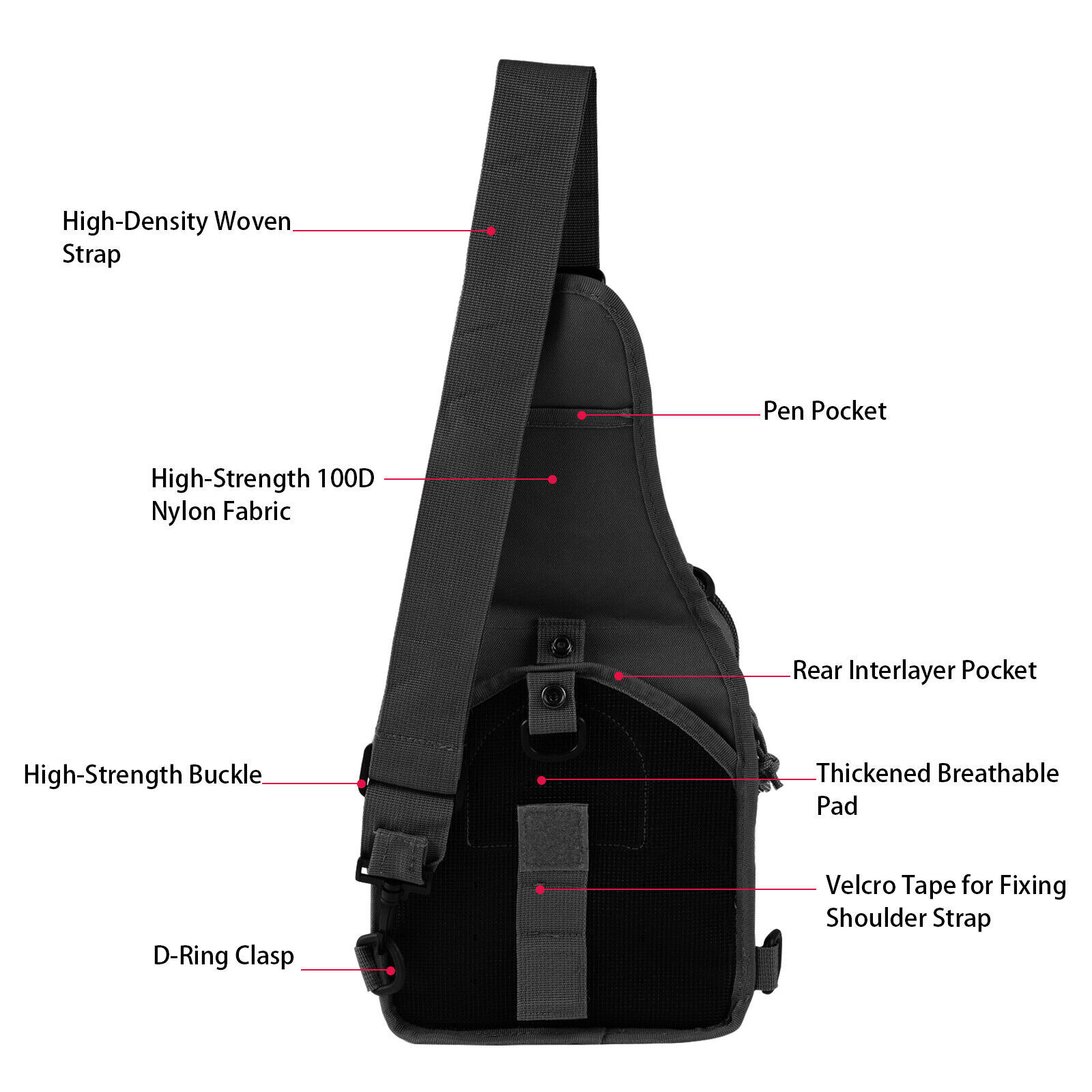 Men Backpack Tactical Sling Bag Chest Shoulder Fanny Pack Cross Body Molle Pouch
