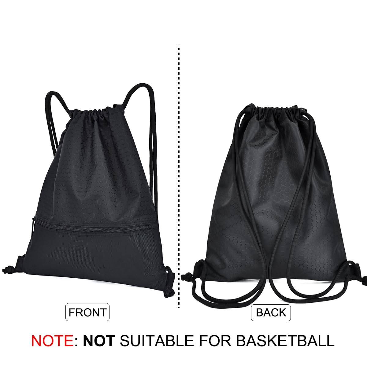 Drawstring Backpack Sackpack String Bag Sports Gym Bag Zip Pocket Men Women