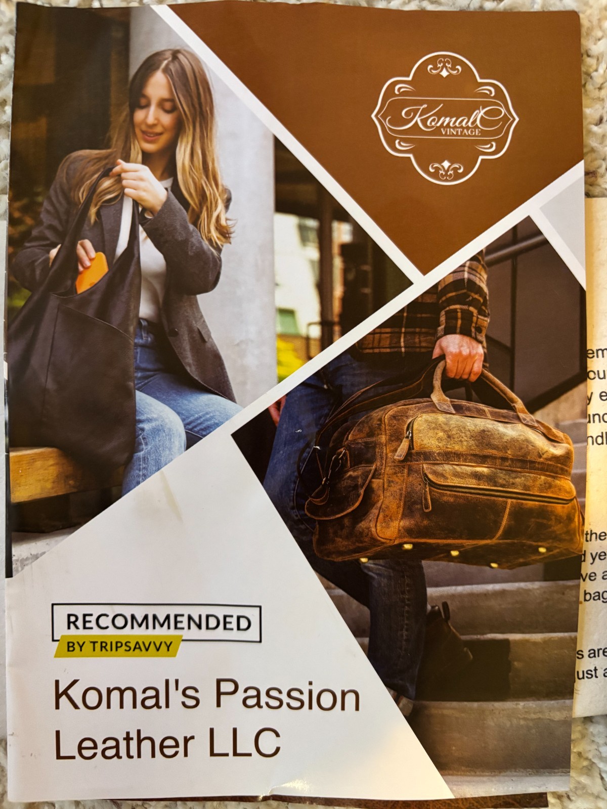 Komal Leather Duffel Bag Large Brown Overnight Travel Weekender Carry On