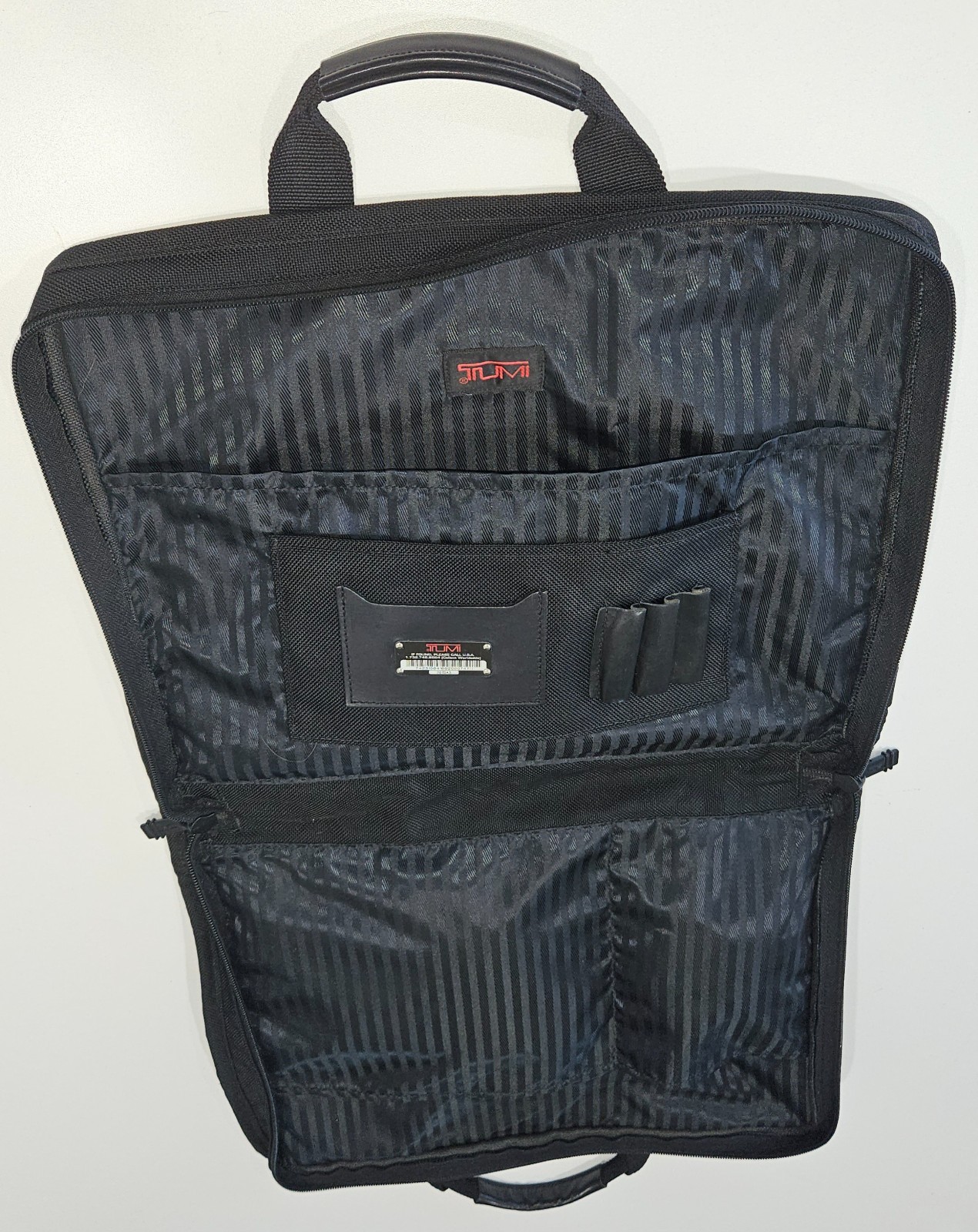 TUMI Black Ballistic Nylon Zip Around Expandable Document Organizer Briefcase