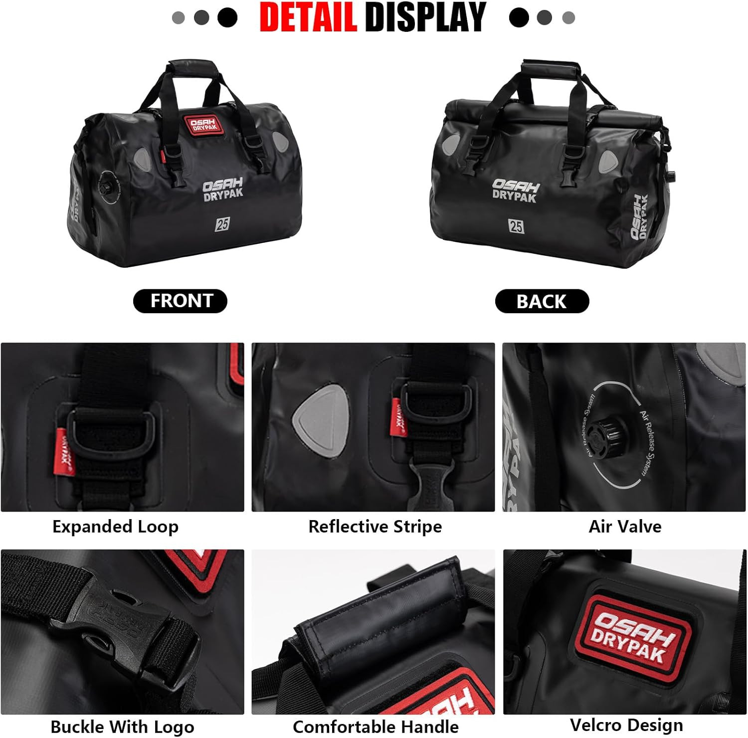 Waterproof Duffel& Luggage Bag – Motorcycle Dry Bag Tail Saddle Bags with Roll T