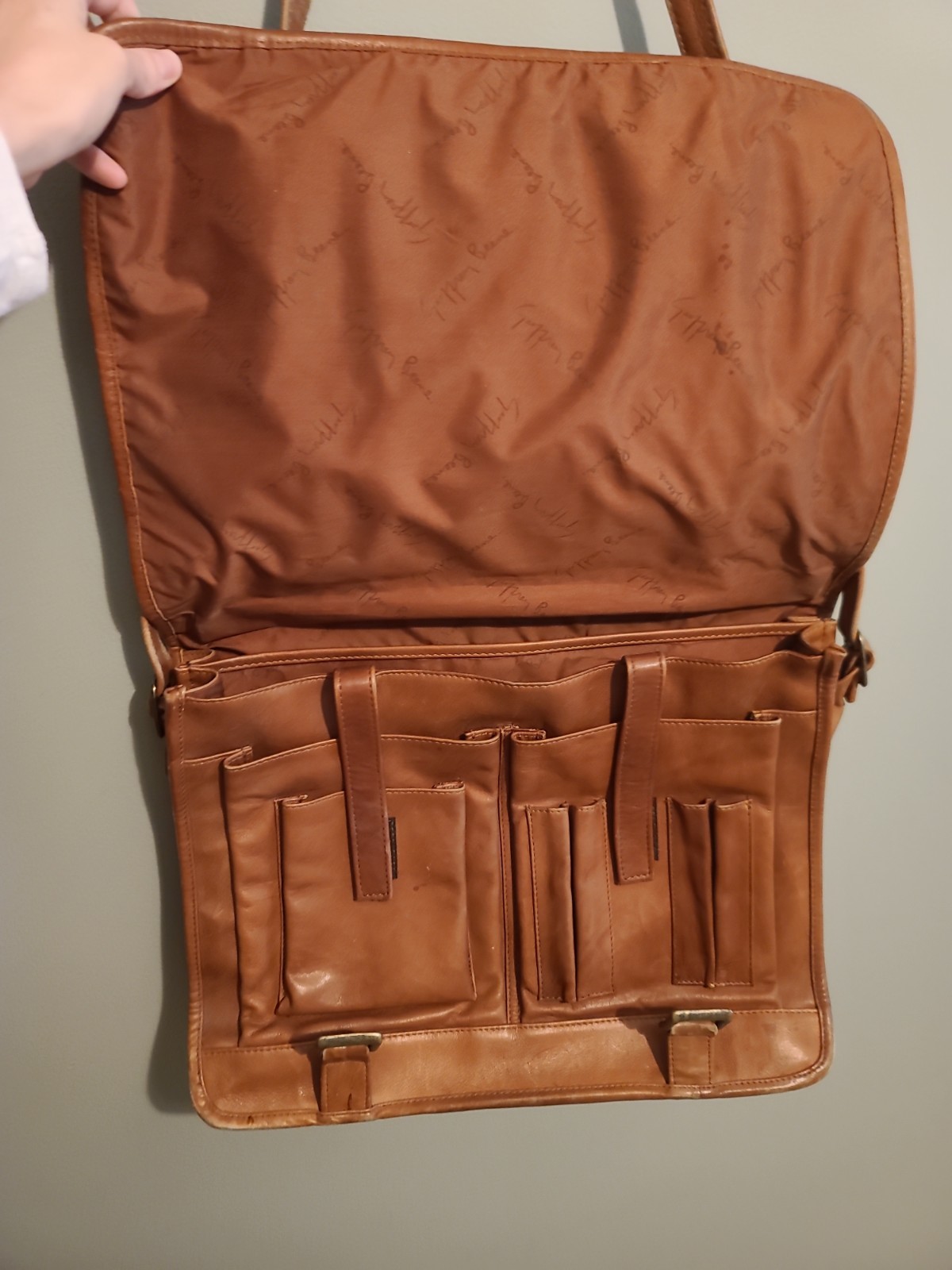 Vintage Geoffrey Bean Handcrafted Leather Messenger Bag Briefcase Satchel