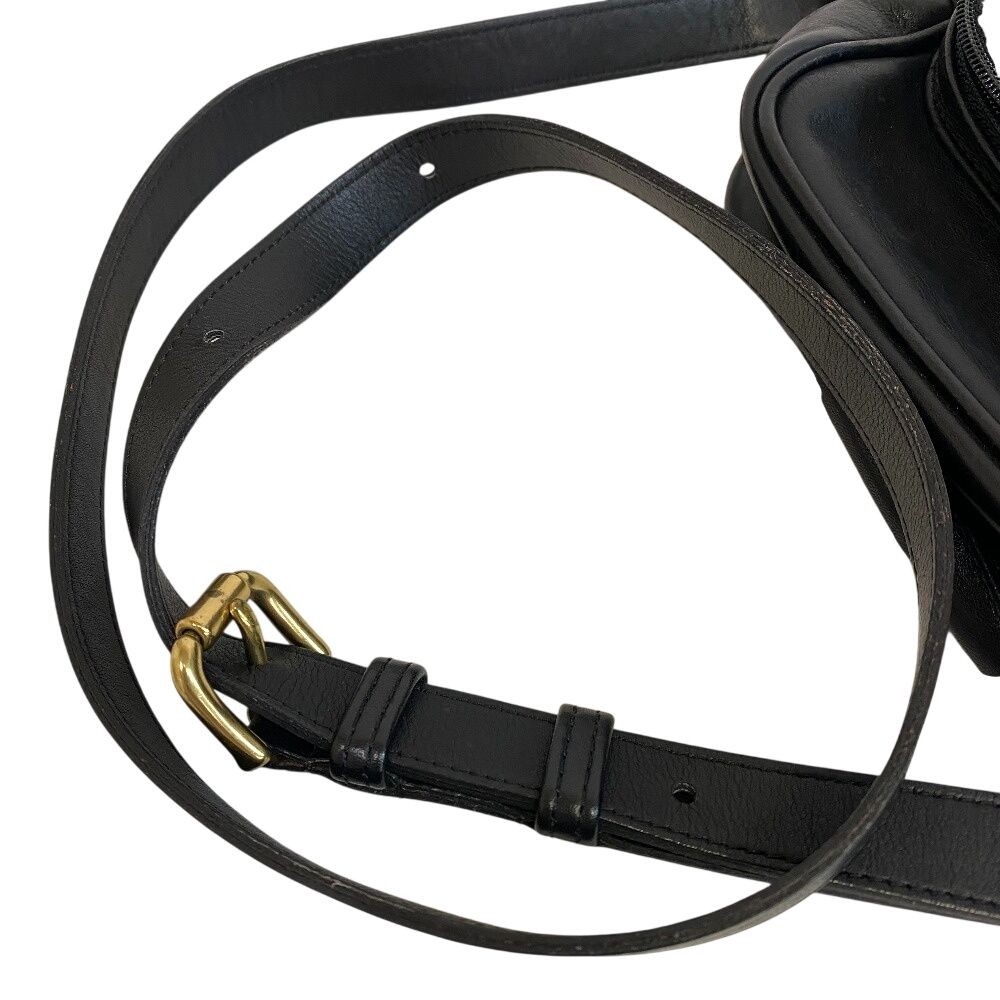 COACH Vintage Leather Shoulder Bag Men Black Crossbody with Charm